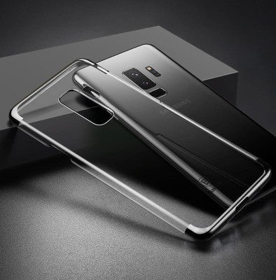 Твърди гърбове Твърди гърбове за Samsung Луксозен твърд гръб ултра тънък оригинален BASEUS Glitter SERIES кристално прозрачен за Samsung Galaxy S9 Plus G965 черен кант